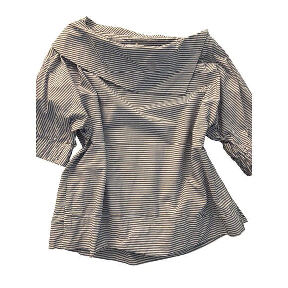 Finley Skipper Striped Blue White Nautical Poplin Top - Picture 3 of 13